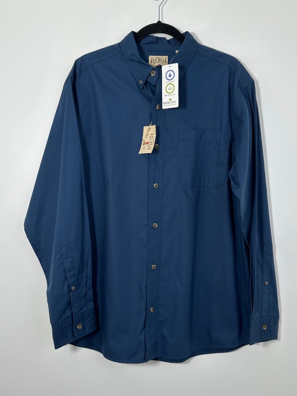 NEW Red Head Company Mens Large Blue Long-Sleeve Button-Down Shirt Work Utility